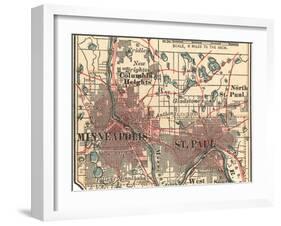 Inset Map of Minneapolis and St. Paul, Minnesota-Encyclopaedia Britannica-Framed Art Print
