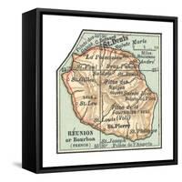 Inset Map of Reunion or Bourbon Island (French)-Encyclopaedia Britannica-Framed Stretched Canvas