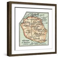 Inset Map of Reunion or Bourbon Island (French)-Encyclopaedia Britannica-Framed Giclee Print