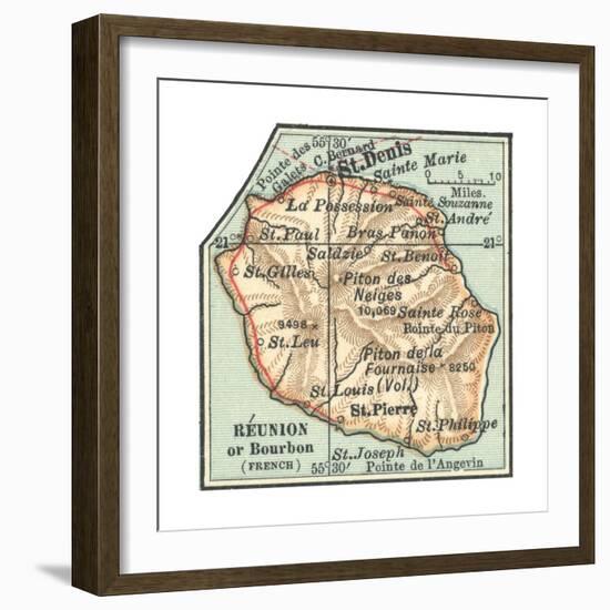 Inset Map of Reunion or Bourbon Island (French)-Encyclopaedia Britannica-Framed Giclee Print