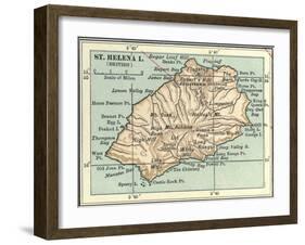 Inset Map of Saint Helena Island (British)-Encyclopaedia Britannica-Framed Art Print