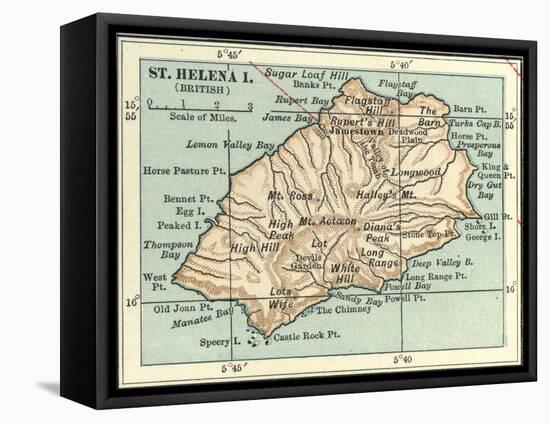 Inset Map of Saint Helena Island (British)-Encyclopaedia Britannica-Framed Stretched Canvas