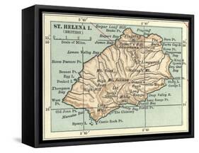 Inset Map of Saint Helena Island (British)-Encyclopaedia Britannica-Framed Stretched Canvas