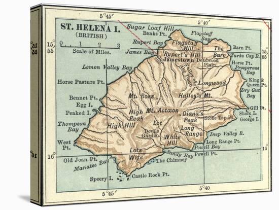 Inset Map of Saint Helena Island (British)-Encyclopaedia Britannica-Stretched Canvas