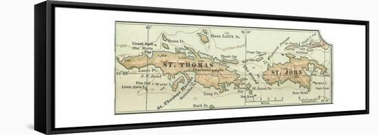 Inset Map of Saint Thomas and St. John Islands-Encyclopaedia Britannica-Framed Stretched Canvas