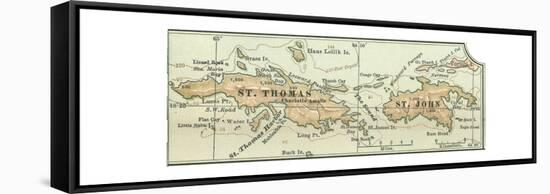 Inset Map of Saint Thomas and St. John Islands-Encyclopaedia Britannica-Framed Stretched Canvas