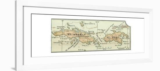 Inset Map of Saint Thomas and St. John Islands-Encyclopaedia Britannica-Framed Giclee Print