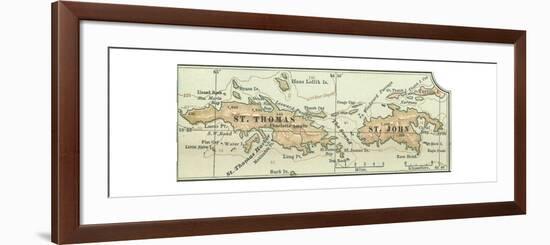 Inset Map of Saint Thomas and St. John Islands-Encyclopaedia Britannica-Framed Giclee Print