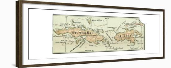 Inset Map of Saint Thomas and St. John Islands-Encyclopaedia Britannica-Framed Premium Giclee Print