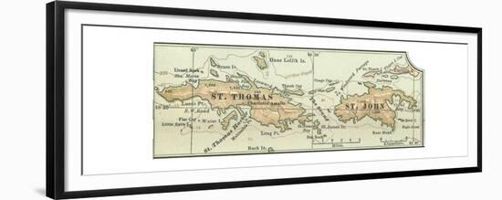 Inset Map of Saint Thomas and St. John Islands-Encyclopaedia Britannica-Framed Premium Giclee Print