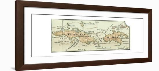 Inset Map of Saint Thomas and St. John Islands-Encyclopaedia Britannica-Framed Giclee Print