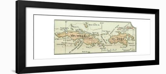 Inset Map of Saint Thomas and St. John Islands-Encyclopaedia Britannica-Framed Giclee Print