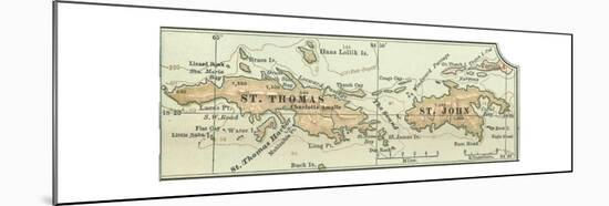 Inset Map of Saint Thomas and St. John Islands-Encyclopaedia Britannica-Mounted Giclee Print