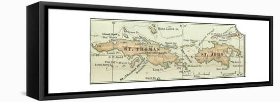 Inset Map of Saint Thomas and St. John Islands-Encyclopaedia Britannica-Framed Stretched Canvas