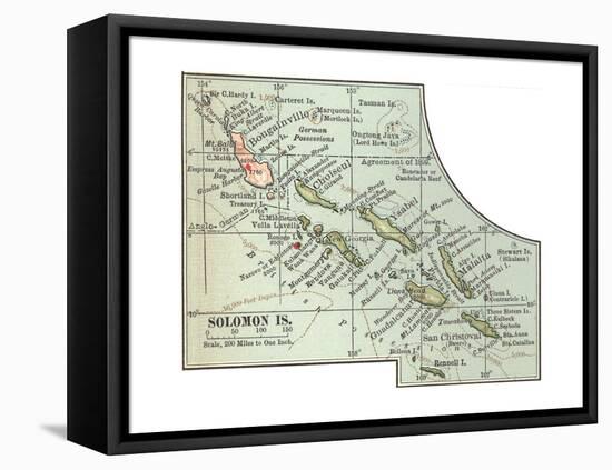 Inset Map of Solomon Islands. Bougainville. South Pacific-Encyclopaedia Britannica-Framed Stretched Canvas