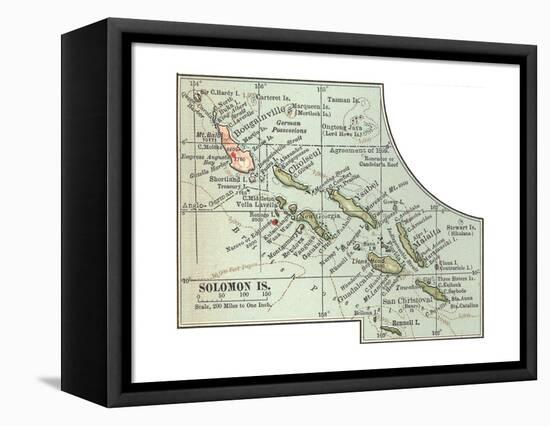 Inset Map of Solomon Islands. Bougainville. South Pacific-Encyclopaedia Britannica-Framed Stretched Canvas