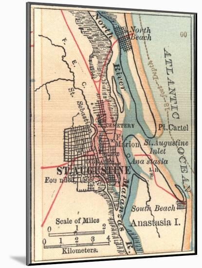 Inset Map of St. Augustine, Florida-Encyclopaedia Britannica-Mounted Art Print