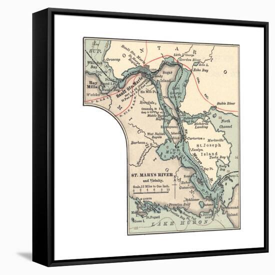 Inset Map of St. Marys River and Vicinity, with Sault Ste-Encyclopaedia Britannica-Framed Stretched Canvas