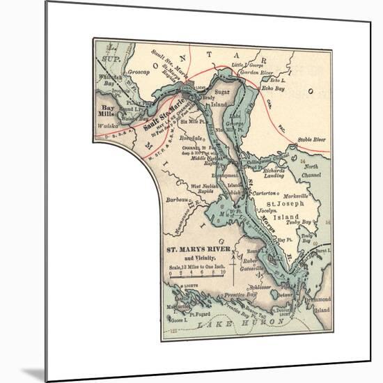 Inset Map of St. Marys River and Vicinity, with Sault Ste-Encyclopaedia Britannica-Mounted Giclee Print