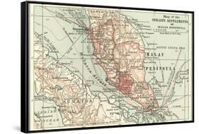 Inset Map of the Straits Settlements of Malay Peninsula; Part of Sumatra. Singapore-Encyclopaedia Britannica-Framed Stretched Canvas