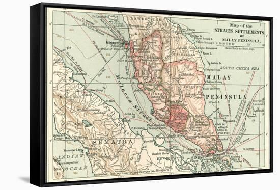 Inset Map of the Straits Settlements of Malay Peninsula; Part of Sumatra. Singapore-Encyclopaedia Britannica-Framed Stretched Canvas