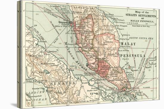 Inset Map of the Straits Settlements of Malay Peninsula; Part of Sumatra. Singapore-Encyclopaedia Britannica-Stretched Canvas