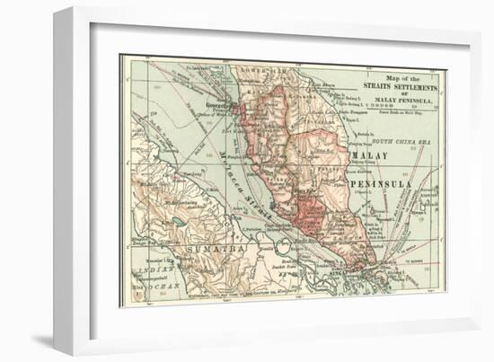 Inset Map of the Straits Settlements of Malay Peninsula; Part of Sumatra. Singapore-Encyclopaedia Britannica-Framed Art Print