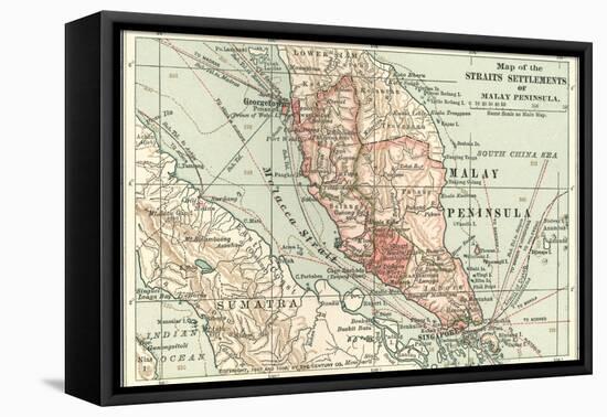 Inset Map of the Straits Settlements of Malay Peninsula; Part of Sumatra. Singapore-Encyclopaedia Britannica-Framed Stretched Canvas