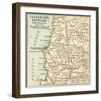 Inset Map of Valparaiso, Santiago and Vicinity. Chile-Encyclopaedia Britannica-Framed Art Print