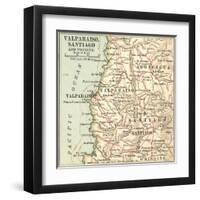 Inset Map of Valparaiso, Santiago and Vicinity. Chile-Encyclopaedia Britannica-Framed Art Print