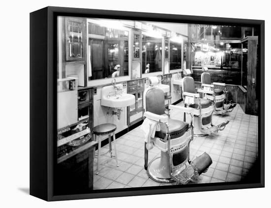 Inside a Barber Shop, 1927-Chapin Bowen-Framed Stretched Canvas