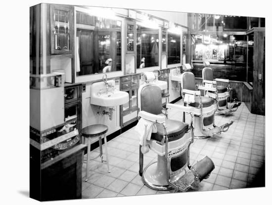 Inside a Barber Shop, 1927-Chapin Bowen-Stretched Canvas