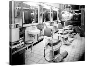 Inside a Barber Shop, 1927-Chapin Bowen-Stretched Canvas