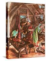 Inside a Peasant's Home (Gouache on Paper)-Peter Jackson-Stretched Canvas