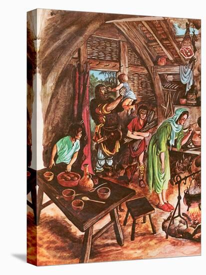 Inside a Peasant's Home (Gouache on Paper)-Peter Jackson-Stretched Canvas