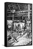 Inside a Ticuna Hut, South Ameriica, 1895-null-Framed Stretched Canvas