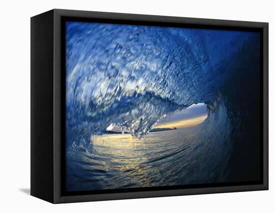 Inside Breaking Ocean Wave-David Pu'u-Framed Stretched Canvas