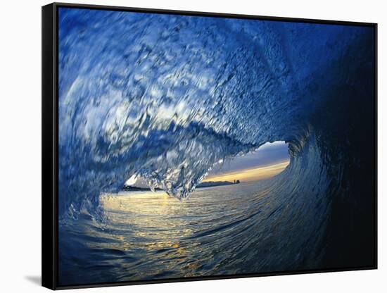 Inside Breaking Ocean Wave-David Pu'u-Framed Stretched Canvas