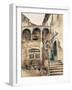 Inside Courtyard of Tenement-Antonio Mancini-Framed Giclee Print