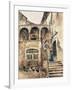 Inside Courtyard of Tenement-Antonio Mancini-Framed Giclee Print