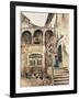 Inside Courtyard of Tenement-Antonio Mancini-Framed Giclee Print