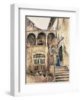 Inside Courtyard of Tenement-Antonio Mancini-Framed Giclee Print