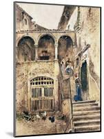 Inside Courtyard of Tenement-Antonio Mancini-Mounted Giclee Print