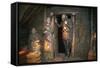 Inside House of Ancient Viking Village-null-Framed Stretched Canvas