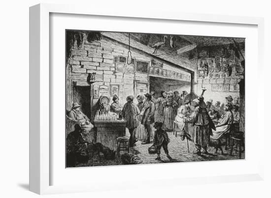 Inside Lapin Blanc Cabaret-Leopold Flameng-Framed Giclee Print