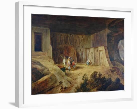 Inside Of Kanaree Cave At Salsette, 1827-Thomas Daniell-Framed Giclee Print