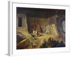 Inside Of Kanaree Cave At Salsette, 1827-Thomas Daniell-Framed Giclee Print