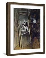 Inside Painter's Studio with Painting Young Girl, Errazuriz-Giovanni Boldini-Framed Giclee Print