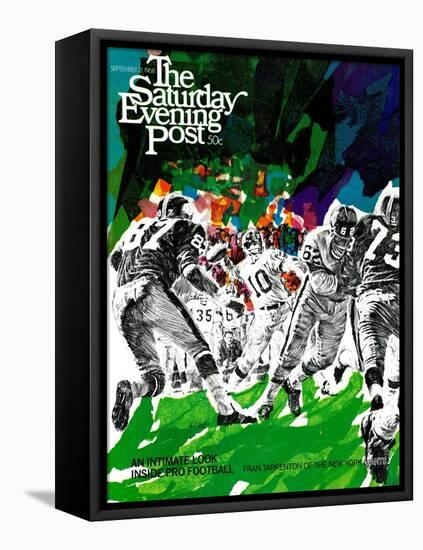 "Inside Pro Football," Saturday Evening Post Cover, September 21, 1968-Paul Calle-Framed Stretched Canvas