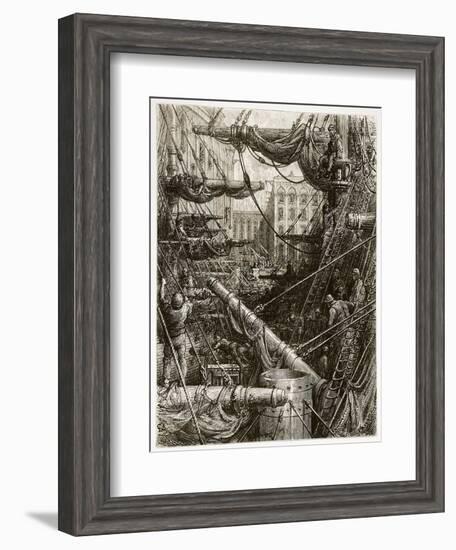 Inside the Docks, from 'London, a Pilgrimage', Written by William Blanchard Jerrold-Gustave Doré-Framed Giclee Print